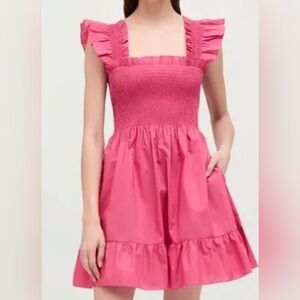 NWT Hill House The Elizabeth Nap Mini Dress Lipstick Pink Size Small